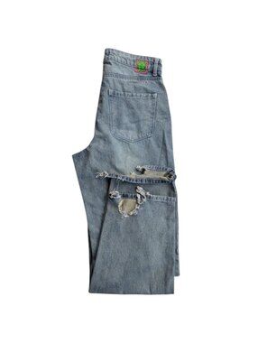 Empyre Womens 8 Light Wash Distressed Tori Baggy Skater Jeans Pants 28x30 12 Y2K